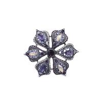 Rhinestone Zinc Alloy Brooch, with Crystal, Flower, plated, for woman & with rhinestone & hollow 