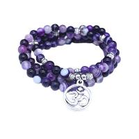 Purple Agate Wrap Bracelet, with zinc alloy bead, polished, Unisex purple, 6mm Approx 25.51 Inch 