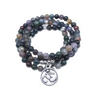 Indian Agate Wrap Bracelet, with zinc alloy bead, polished, Unisex multi-colored, 6mm Approx 25.51 Inch 