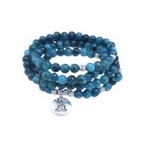 Apatites Wrap Bracelet, with zinc alloy bead, polished, Unisex blue, 6mm Approx 25.51 Inch 