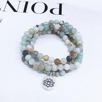​Amazonite​ Wrap Bracelet, with zinc alloy bead, polished, Unisex multi-colored, 6mm Approx 25.51 Inch 