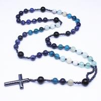 Fashion Sweater Chain Necklace, Sodalite, with Apatites & ​Amazonite​ & Iron Rock, polished, Unisex, blue Approx 26.77 Inch 
