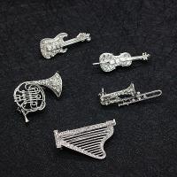 Rhinestone Zinc Alloy Brooch, Musical Instrument, plated & for woman & with rhinestone, 40mm 