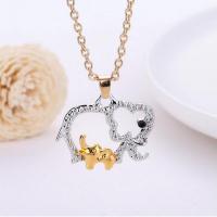 Rhinestone Zinc Alloy Necklace, with 1.97inch extender chain, Elephant, silver color plated, fashion jewelry & for woman & with rhinestone & hollow Approx 19.69 Inch 
