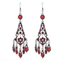 Zinc Alloy Rhinestone Drop Earring, with Resin, fashion jewelry & for woman & with rhinestone 