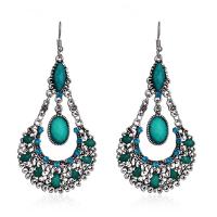 Zinc Alloy Rhinestone Drop Earring, with Resin, fashion jewelry & for woman & with rhinestone 