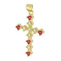 Cubic Zirconia Micro Pave Brass Pendant, Cross, gold color plated, fashion jewelry & DIY & micro pave cubic zirconia & for woman, multi-colored Approx 3.5mm 