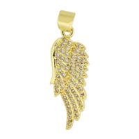 Cubic Zirconia Micro Pave Brass Pendant, Wing Shape, gold color plated, fashion jewelry & DIY & micro pave cubic zirconia & for woman, golden Approx 3mm [