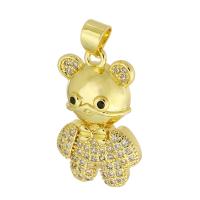 Cubic Zirconia Micro Pave Brass Pendant, Bear, gold color plated, fashion jewelry & DIY & micro pave cubic zirconia & for woman, golden Approx 3mm 