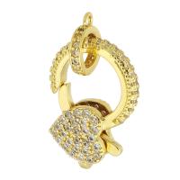 Brass Clasp Findings, gold color plated, fashion jewelry & DIY & micro pave cubic zirconia & for woman, Crystal Gold Approx 1mm 