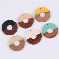 Original Wood Pendants, with Resin, Donut, epoxy gel, Unisex & hollow Approx 