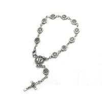 цинковый сплав Молитесь бусы браслет, Kресты, плакирован серебром, Мужская, 8mm, продается PC