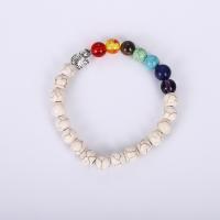 Gemstone Bracelets, with Zinc Alloy, Elephant, silver color plated & Unisex 8mm .5 Inch 