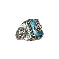 Cubic Zirconia Finger Ring, Zinc Alloy, antique silver color plated & for man & with cubic zirconia 