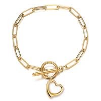 Stainless Steel Charm Bracelet, 304 Stainless Steel, Heart, Vacuum Ion Plating, fashion jewelry & for woman 4mm,16mm 