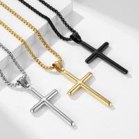 Stainless Steel Jewelry Necklace, 304 Stainless Steel, Cross, polished, fashion jewelry & Unisex 3mm,28*50mm Approx 23.62 Inch 
