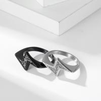 Titanium Steel Finger Ring, Lightning Symbol, polished, fashion jewelry & Unisex & with rhinestone 10mm 