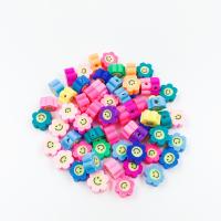 Flower Polymer Clay Beads, Plum Blossom, printing, DIY, mixed colors, 9mm 