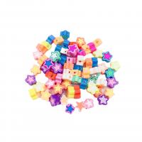 Polymer Clay Jewelry Beads, Star, printing, DIY, mixed colors 