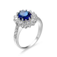 Cubic Zircon Brass Finger Ring, platinum color plated & for woman & with cubic zirconia, sapphire 