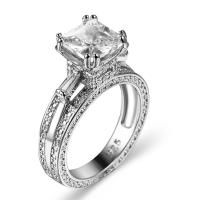 Circón cúbico anillo de dedo de latón, metal, chapado en platina real, diverso tamaño para la opción & para mujer & con circonia cúbica, Vendido por UD