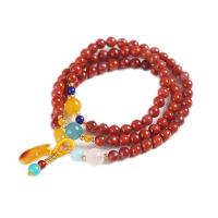 Yunnan Red Agate Bracelet, with Shell Pearl & Beeswax & Yellow Agate & Lampwork, three layers & folk style & for woman 5.5-6mm Approx 5.5-6.3 Inch 