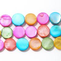 perle de coquillage teint, coquille, Plat rond, poli, DIY & normes différentes pour le choix, plus de couleurs à choisir Environ 15 pouce, Vendu par brin
