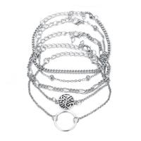 Zinc Alloy Bracelet Set, with 1.96 inch extender chain, platinum color plated, 5 pieces & for woman Approx 8.26 Inch 