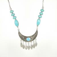 Turquoise Zinc Alloy Necklace, with turquoise, silver color plated, fashion jewelry & for woman, 54mm Approx 19.69 Inch 
