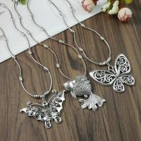 Zinc Alloy Necklace, silver color plated, fashion jewelry & folk style & for woman & blacken Approx 16.14 Inch 