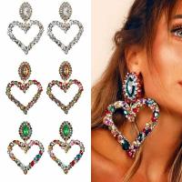 Zinc Alloy Rhinestone Drop Earring, Heart, fashion jewelry & for woman & with rhinestone 