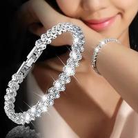 Zinc Alloy Rhinestone Bracelets, fashion jewelry & for woman & with rhinestone Approx 7.68 Inch 
