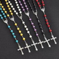 Rosary Necklace, Zinc Alloy, with Plastic Pearl, fashion jewelry & for woman Approx 27.56 Inch 