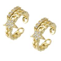 Earring Cuff and Wraps, Brass, gold color plated, fashion jewelry & micro pave cubic zirconia & for woman, golden 