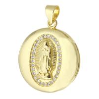 Brass Locket Pendants, gold color plated, fashion jewelry & micro pave cubic zirconia & for woman, golden 