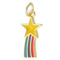Enamel Brass Pendants, Star, gold color plated, fashion jewelry & for woman, multi-colored 