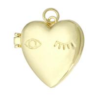 Латунные подвески -коробка, Латунь, Сердце, плакирован золотом, ювелирные изделия моды & Женский, Золотой продается PC