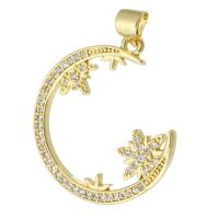 Cubic Zirconia Micro Pave Brass Pendant, gold color plated, fashion jewelry & for woman, golden 