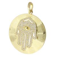 Cubic Zirconia Micro Pave Brass Pendant, Round, gold color plated, fashion jewelry & micro pave cubic zirconia & for woman, golden Approx 6mm 