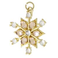 Cubic Zirconia Micro Pave Brass Pendant, Snowflake, gold color plated, fashion jewelry & micro pave cubic zirconia & for woman & with rhinestone, two different colored Approx 3mm 
