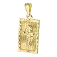 Brass Jewelry Pendants, Rectangle, gold color plated, fashion jewelry & with flower pattern & for woman, golden Approx 3mm 