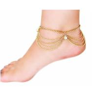 Zinc Alloy Anklet, plated, fashion jewelry & multilayer & for woman & with rhinestone cm 