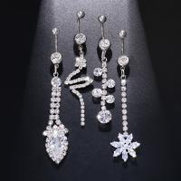 Belly Ring Jewelry, Zinc Alloy, plated, fashion jewelry & for woman & with rhinestone, silver color, 5.2-6.4cm 