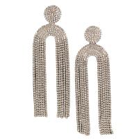 Fashion Fringe Earrings, Zinc Alloy, plated, fashion jewelry & for woman & with rhinestone 105mm 