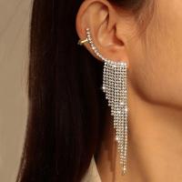 Fashion Fringe Earrings, Zinc Alloy, irregular, plated, fashion jewelry & for woman & with rhinestone 135mm 