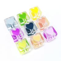 Schmelz Acryl Perlen, Quadrat, DIY & Emaille, gemischte Farben, 13x13x13mm, ca. 100PCs/Tasche, verkauft von Tasche
