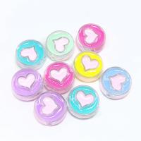 Enamel Acrylic Beads, Flat Round, DIY & with heart pattern Approx 