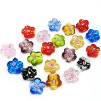 Perles murano feuille d'argent, chalumeau, avec Feuille d'argent, fleur, DIY & émail, plus de couleurs à choisir, 15mm, Environ Vendu par sac