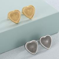 Stainless Steel Earring Stud Component, 304 Stainless Steel, Heart, Vacuum Ion Plating, DIY 14mm 