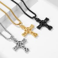 Titanium Steel Jewelry Necklace, Cross, polished, fashion jewelry & Unisex 3mm,25*30mm Approx 23.62 Inch 